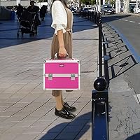 Mefeir 3 in 1 Rolling Makeup Train Case - Rose Pink — image 9