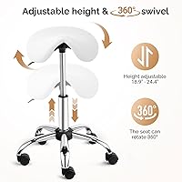 OmySalon Saddle Stool Rolling Chair, White — image 3