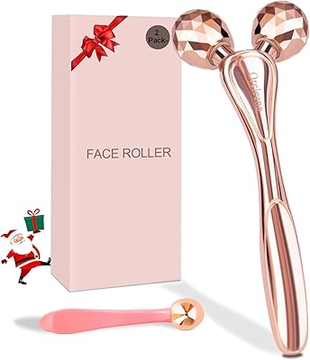 ORCLEENA 3D Face Roller Metal Facial Massager Rose Gold