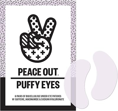 PEACE OUT Skincare Puffy Eyes Biocellulose Under-Eye Mask, 6 Pairs