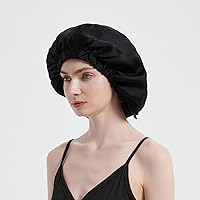 ALASKA BEAR 100% Mulberry Silk Bonnet Sleep Cap - Jumbo Black — image 2
