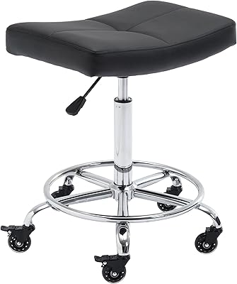 CoVibrant Adjustable Rolling Stool with Extra Wide Seat (19″-24″)