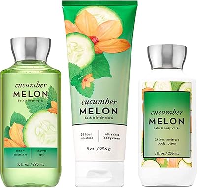Bath & Body Works Cucumber Melon Trio Set 8oz Body Cream, 10oz Shower Gel & 8oz Body Lotion