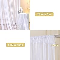 Tao-Ge White Sheer Tulle Backdrop Curtains with Lights String, 10ft x 8ft — image 6