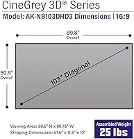 Akia Screens 103-inch CineGrey 3D ALR Fixed Frame Projector Screen — image 2