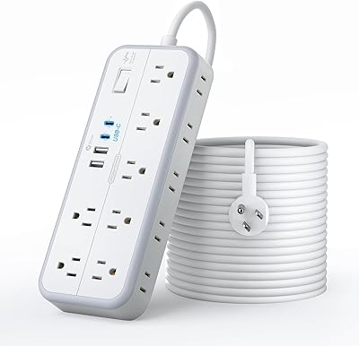 NTONPOWER 25 FT Extension Cord with 14 Outlets and 4 USB Ports