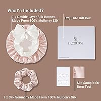 LaCourse 100% Mulberry Silk Bonnet - Pink + Ivory — image 2