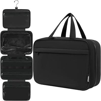 Prezon Hanging Toiletry Bag for Women, L-Black