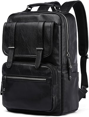 CHAO RAN Vintage Leather Laptop Backpack for Men