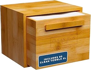 Clean Skin Club Luxe Bamboo Box with Drawer + 50 XL Towels