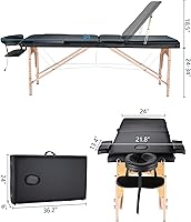 Masajeo Portable Massage Table, 3-Section, Black — image 9