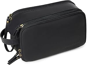 DENGFENGZHE Full Grain Leather Toiletry Bag