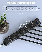 AUOPLUS Surge Protector Power Strip with USB-C, 10FT Extension Cord, 5 Outlets — image 5