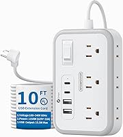 NTONPOWER Surge Protector Power Strip 10 ft with 6 Outlets & 4 USB Ports — image 1