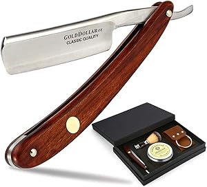 Gold Dollar Straight Razor Wooden Handle