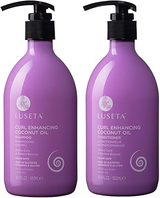 Luseta Curly Hair Shampoo & Conditioner Set with Coconut Oil 16.9oz