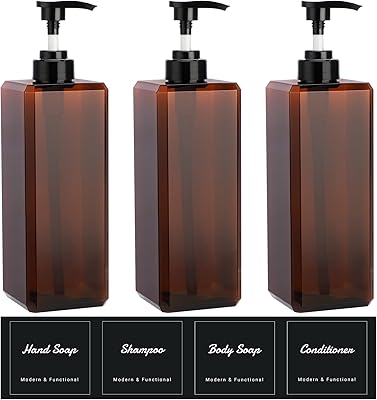 Suream Large Pump Bottles for Shampoo and Conditioner, 33.8oz, 3-Pack