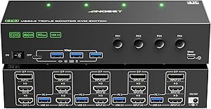 ANGEET KVM Switch 3 Monitors 4 Computers