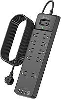 Addtam 12FT Long Power Strip Surge Protector — image 1