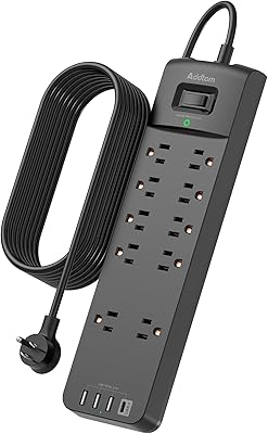 Addtam 12FT Long Power Strip Surge Protector