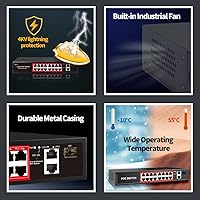 STEAMEMO 16-Port PoE Switch with 240W Power and 2 Gigabit Uplinks — image 7