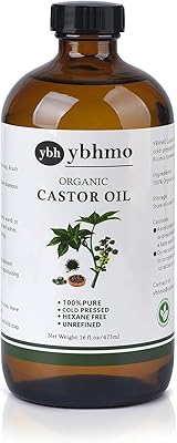 YBHMO Organic Cold Pressed Castor Oil 16 Fl Oz