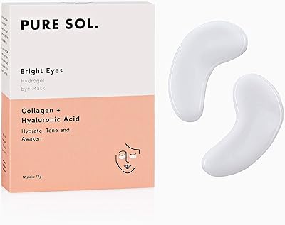 pureSOL Hydrogel Collagen Eye Mask with Hyaluronic Acid, 12 Pairs