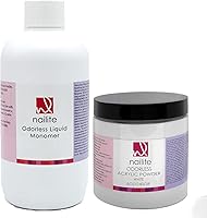 Nailite Odorless Liquid Monomer + White Acrylic Powder Kit 8 Oz — image 1