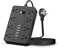 AOFO Surge Protector Flat Extension Cord Power Strip with USB Charging — image 1