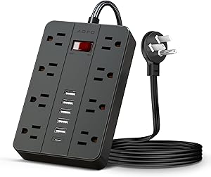 AOFO Surge Protector Flat Extension Cord Power Strip with USB Charging