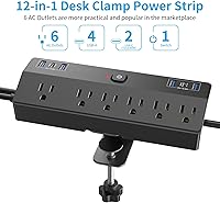 JXGUCAT Desk Clamp Power Strip with 40W Fast Charging Station — image 3