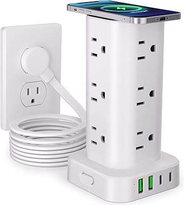 UWIWUTEI Power Strip with Wireless Charger 17-in-1
