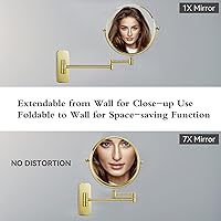 Nicesail Wall Mounted Makeup Mirror, 7X Magnification, Gold Finish — image 5