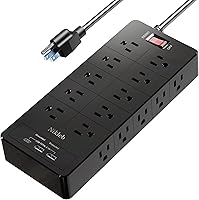 Nikleb Power Strip 23 in 1 with 20 Outlets, 2 USB, 1 USB-C, 6ft Extension Cord — image 1