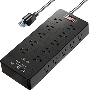 Nikleb Power Strip 23 in 1 with 20 Outlets, 2 USB, 1 USB-C, 6ft Extension Cord