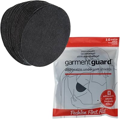 Garment Guard Disposable Adhesive Cotton Underarm Sweat Pads (10 Pairs, Black)
