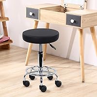 KKTONER PU Leather Round Rolling Stool with Foot Rest — image 2