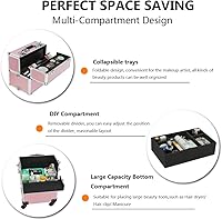 Mefeir 2 in 1 Rolling Makeup Train Case (Pink) — image 4