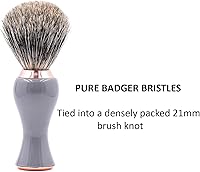 Parker 3-Band Pure Badger Shave Brush with Stand - Gray and Rose Gold — image 5