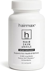 HairMax Hair, Skin and Nails Supplement – 2500mcg Biotin, MSM, DHT Blocker, 60 Capsules Review