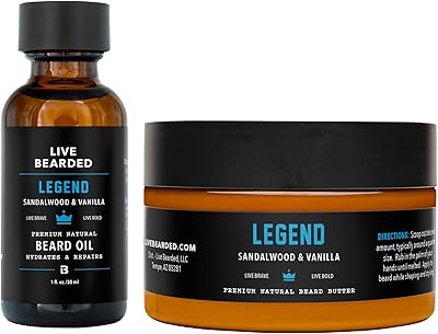 Live Bearded Beard Oil and Butter Grooming Kit - Legend Scent, 10oz