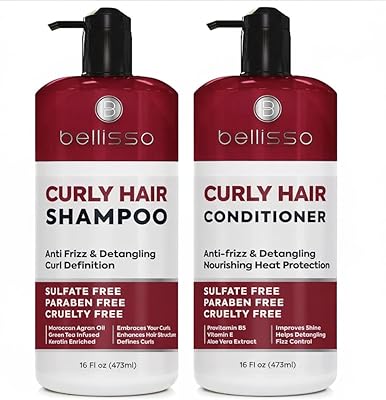 BELLISSO Curly Hair Shampoo and Conditioner Set, 16.9 Fl Oz