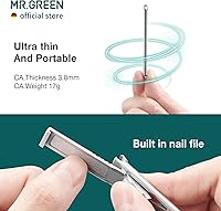 MR.GREEN Ultra Thin Nail Clippers with Cow Leather Cover (Dark Brown) — image 5