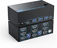 DXchip 8K KVM Switch 3 Monitors 2 Computers — image 1