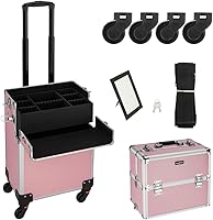 Mefeir 2 in 1 Rolling Makeup Train Case (Pink) — image 9