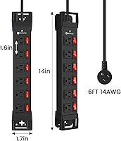 HEZI Heavy Duty Power Strip 6-Outlet with Individual Switches — image 7