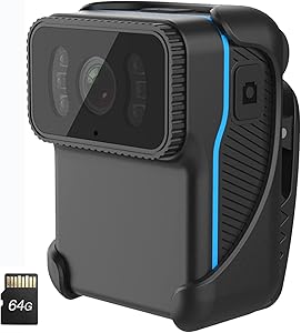 WEIIBDIE CS02 1080P Body Camera with Night Vision and 64GB Memory Card