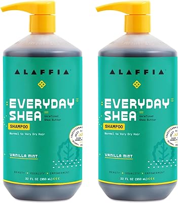 Alaffia EveryDay Shea Shampoo, Vanilla Mint, 32 Fl Oz (2-Pack)