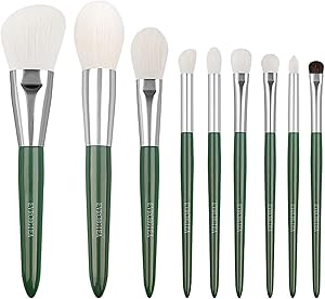 EVRCHGIEA Natural Goat Hair Makeup Brush Set, 9 Pieces - Green Review