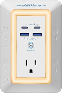 POWSAF 5 Outlet Surge Protector with 4 USB Ports Review